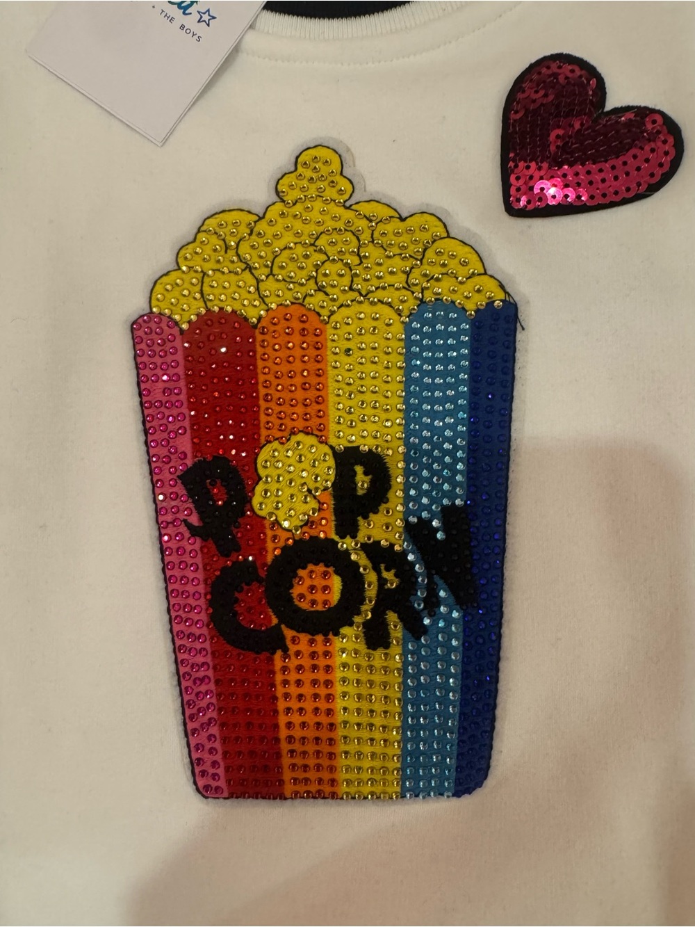 NWT Lola + The Boys Sweatshirt with Rainbow Sequin Popcorn Patch Size 6 - Picture 4 of 4